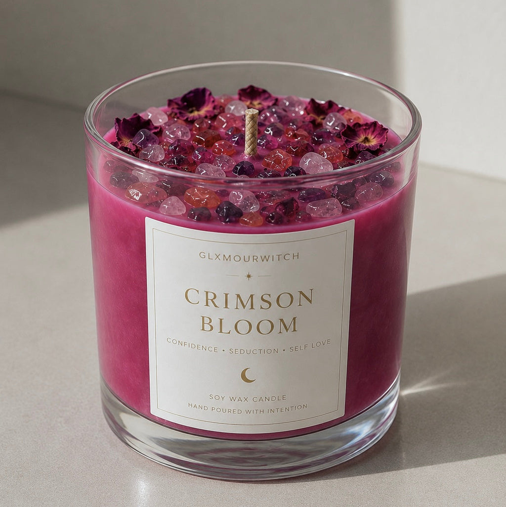 Crimson Bloom Handmade Candle
